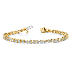 14k Complete 7 carat Round AAA Diamond 3-prong 7 inch Tennis Bracelet