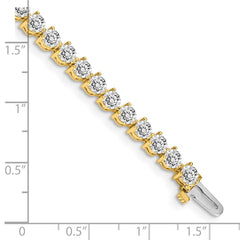 14k Complete 7 carat Round AAA Diamond 3-prong 7 inch Tennis Bracelet