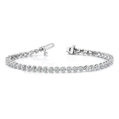 14k White Gold Complete 7 carat Round AA Diamond 3-prong 7 inch Tennis Bracelet