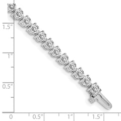 14k White Gold Complete 7 carat Round AA Diamond 3-prong 7 inch Tennis Bracelet