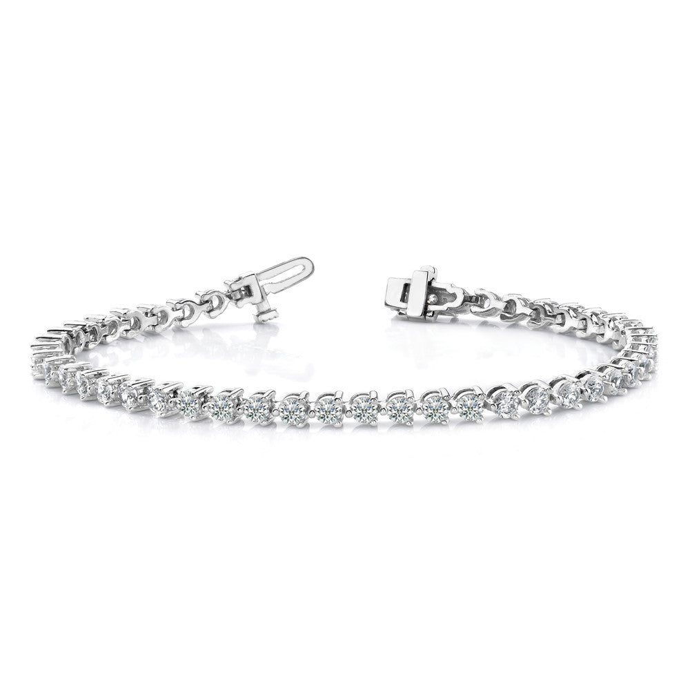 14k White Gold Complete 8.5 carat Round AA Diamond 3-prong 7 inch Tennis Bracelet