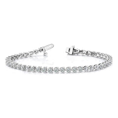 14k White Gold Complete 8.5 carat Round AA Diamond 3-prong 7 inch Tennis Bracelet