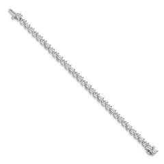14k White Gold Complete 10.2 carat Round AAA Diamond 3-prong 7 inch Tennis Bracelet