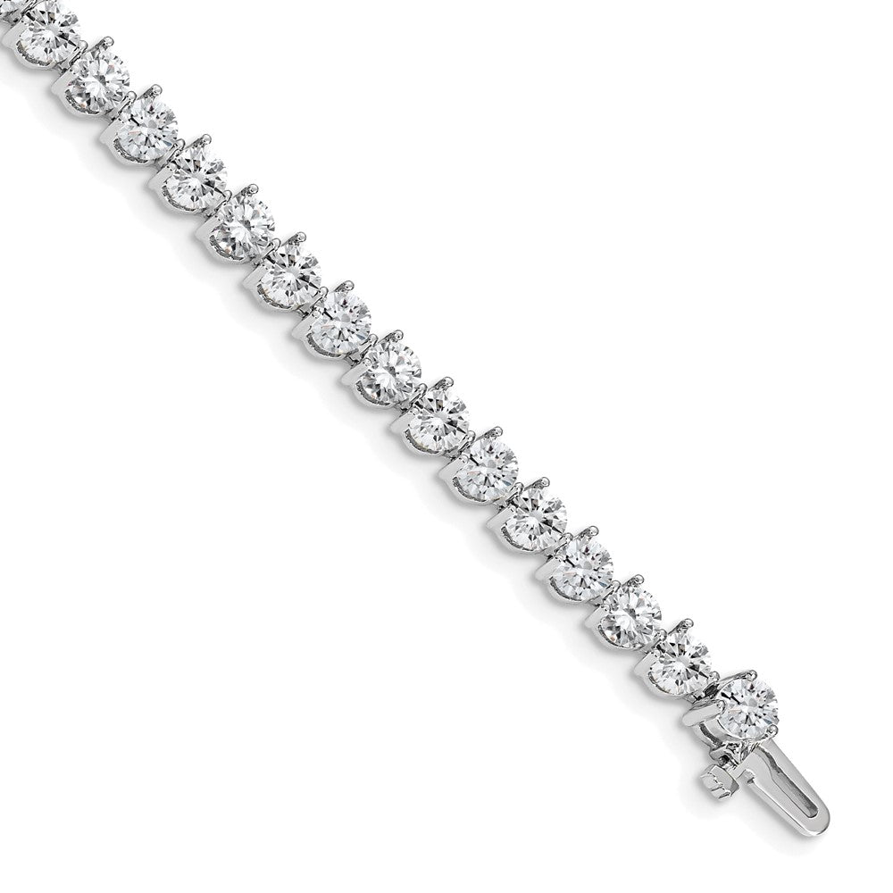 14k White Gold Complete 10.2 carat Round AAA Diamond 3-prong 7 inch Tennis Bracelet