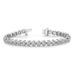 14k White Gold Complete 2.13 carat Round A Diamond 2-prong 7 inch Tennis Bracelet