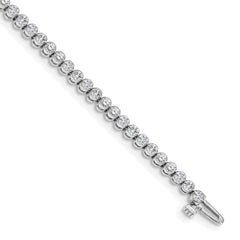 14k White Gold Complete 2.13 carat Round A Diamond 2-prong 7 inch Tennis Bracelet