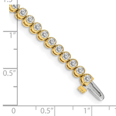 14k Complete 3.06 carat Round AA Diamond 2-prong 7 inch Tennis Bracelet