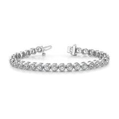 14k White Gold Complete 3.06 carat Round A Diamond 2-prong 7 inch Tennis Bracelet