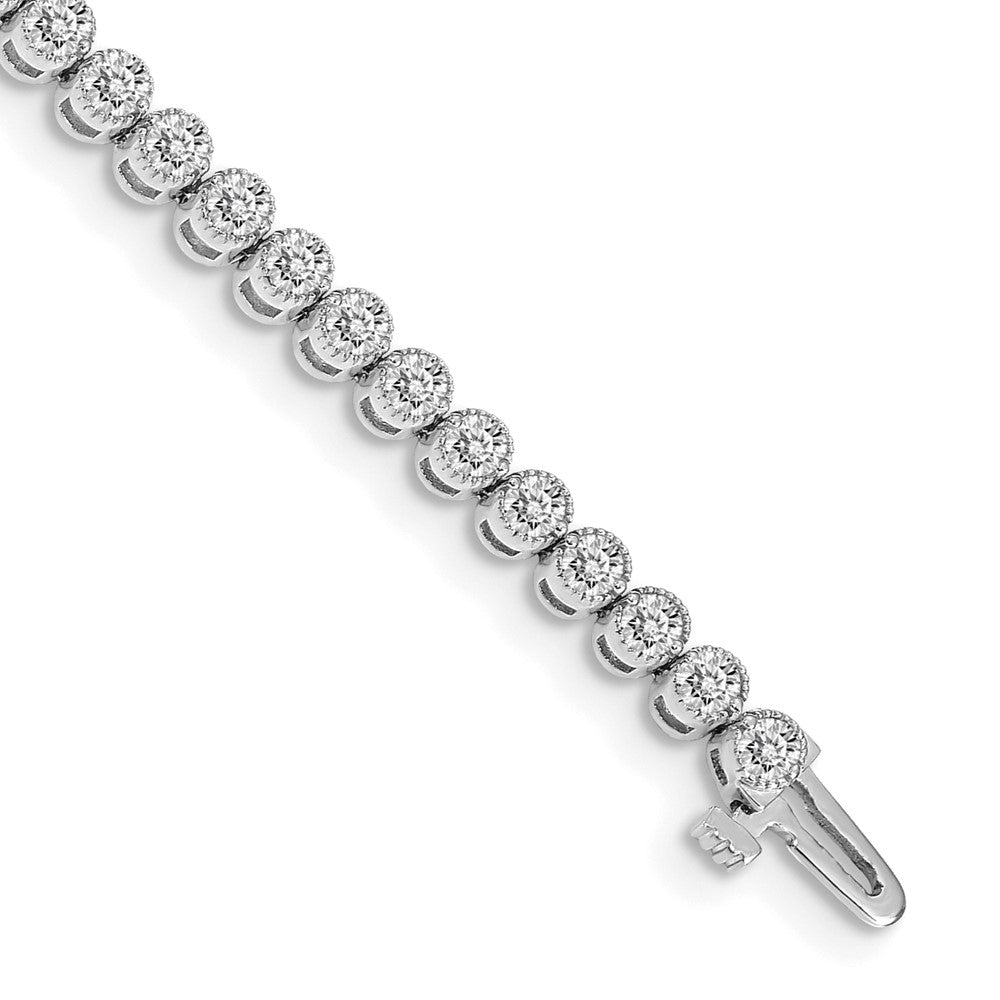 14k White Gold Complete 3.06 carat Round AAA Diamond 2-prong 7 inch Tennis Bracelet