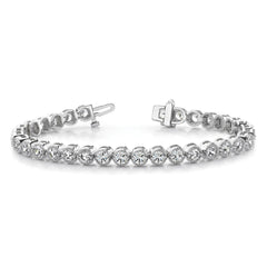 14k White Gold Complete 5 carat Round AAA Diamond 2-prong 7 inch Tennis Bracelet
