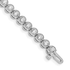14k White Gold Complete 5 carat Round AAA Diamond 2-prong 7 inch Tennis Bracelet