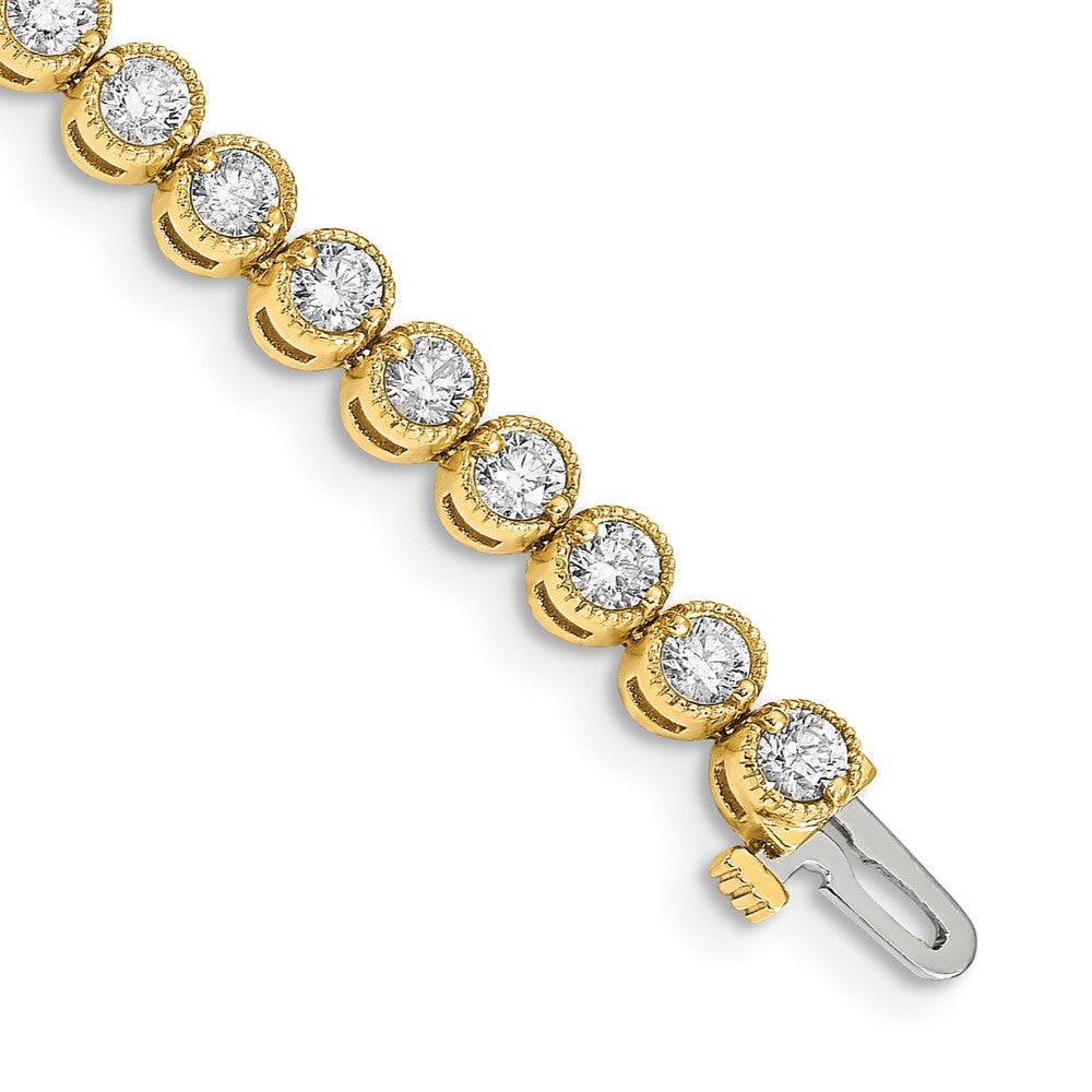 14k Complete 5 carat Round AA Diamond 2-prong 7 inch Tennis Bracelet