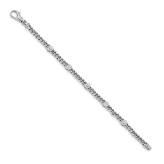 14k White Gold Complete 1 carat Round VS Diamond Bezel Curb Link 7 inch Bracelet
