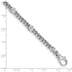 14k White Gold Complete 1 carat Round VS Diamond Bezel Curb Link 7 inch Bracelet
