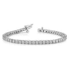 14k White Gold Complete 3.92 carat Round AAA Diamond 4-prong 7 inch Tennis Bracelet