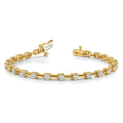 14k Complete 2 carat Round A Diamond Bar Link 7 inch Tennis Bracelet