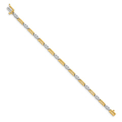 14k Two-tone Complete 2.1 carat Round A Diamond Bar Link 7 inch Tennis Bracelet