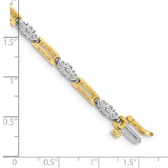 14k Two-Tone Holds 2.1 carat 20-2.2mm/10-3.2mm Round Diamond Bar Link 7 inch Tennis Bracelet Mounting
