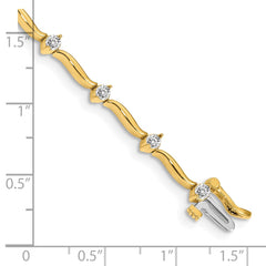 14k Complete 1 carat  Round A Diamond 2-prong Wavy Bar Link 7 inch Tennis Bracelet