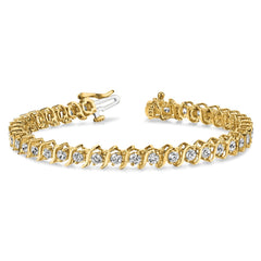 14k Complete 2 carat Round A Diamond 2-prong S-link 7 inch Tennis Bracelet