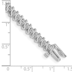 14k White Gold Complete 2 carat Round AAA Diamond 2-prong S-link 7 inch Tennis Bracelet