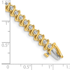 14k Complete 3.08 carat Round AAA Diamond 2-prong S-link 7 inch Tennis Bracelet