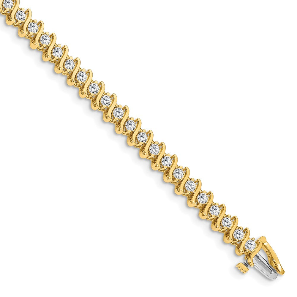 14k Complete 3.08 carat Round VS Diamond 2-prong S-link 7 inch Tennis Bracelet