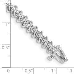 14k White Gold Complete 3.08 carat Round VS Diamond 2-prong S-link 7 inch Tennis Bracelet
