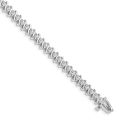 14k White Gold Holds 3.08 carat 44-2.6mm Round Diamond 2-prong S-link 7 inch Tennis Bracelet Mounting