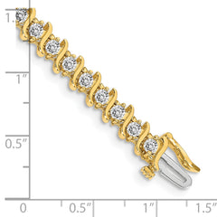 14k Complete 3.9 carat Round AA Diamond 2-prong S-link 7 inch Tennis Bracelet