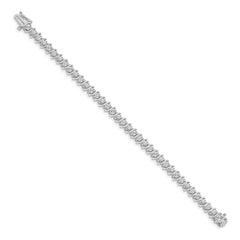 14k White Gold Complete 3.9 carat Round A Diamond 2-prong S-link 7 inch Tennis Bracelet