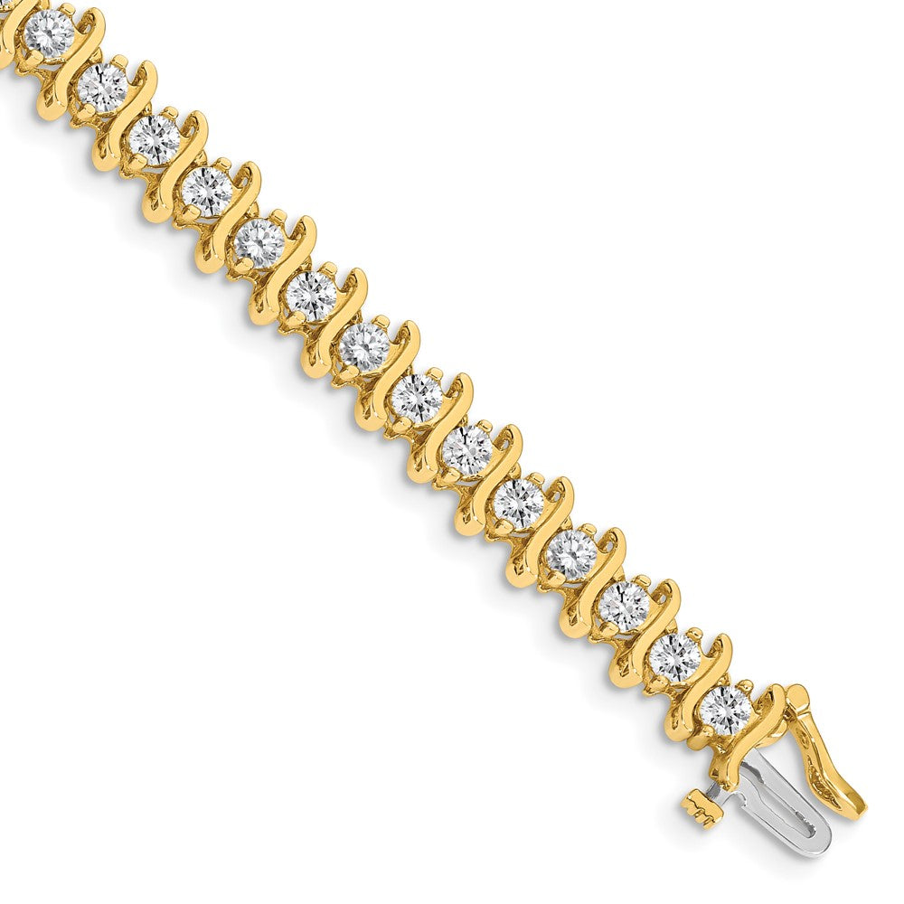 14k Complete 5.95 carat Round AAA Diamond 2-prong S-link 7 inch Tennis Bracelet