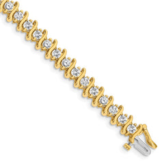 14k Complete 5.95 carat Round VS Diamond 2-prong S-link 7 inch Tennis Bracelet