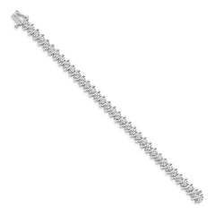 14k White Gold Complete 5.95 carat Round VS Diamond 2-prong S-link 7 inch Tennis Bracelet