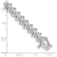14k White Gold Complete 5.95 carat Round AA Diamond 2-prong S-link 7 inch Tennis Bracelet