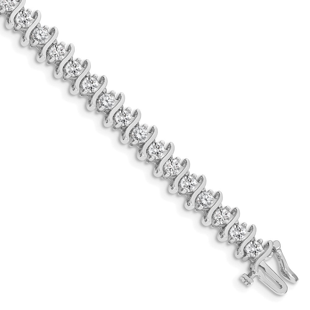 14k White Gold Complete 5.95 carat Round VS Diamond 2-prong S-link 7 inch Tennis Bracelet
