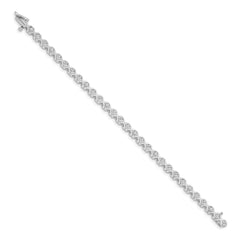 14k White Gold Holds 2 carat 29-2.6mm Round Diamond 4-prong X-design 7 inch Tennis Bracelet Mounting