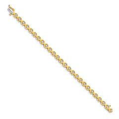 14k Complete 2.4 carat Round AA Diamond 4-prong X-design 7 inch Tennis Bracelet