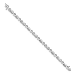14k White Gold Complete 2.4 carat Round VS Diamond 4-prong X-design 7 inch Tennis Bracelet