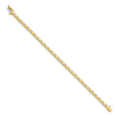 14k Complete 1.1 carat Round AAA Diamond Square Link 7 inch Tennis Bracelet