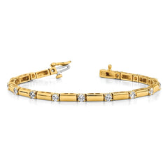 14k Complete 1 carat Round AAA Diamond Bar Link 7 inch Tennis Bracelet
