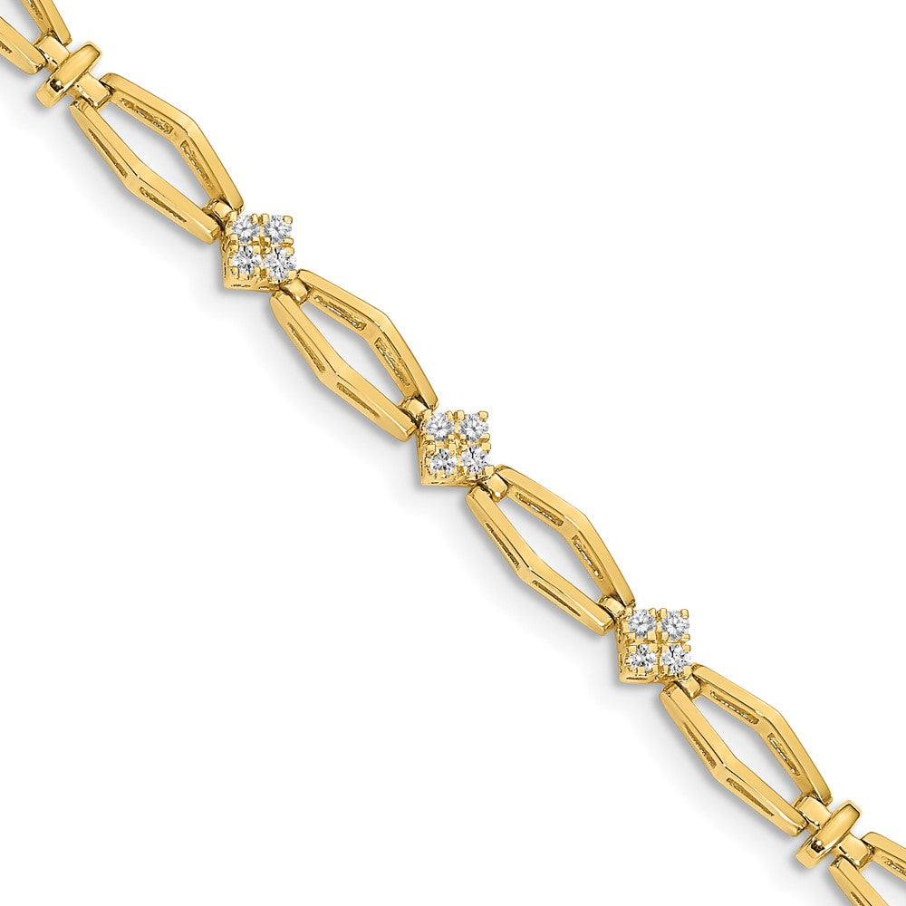 14k Complete 1/5 carat Round AAA Diamond Cluster Fancy 7 inch Bracelet