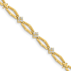 14k Complete 1/5 carat Round AAA Diamond Cluster Fancy 7 inch Bracelet