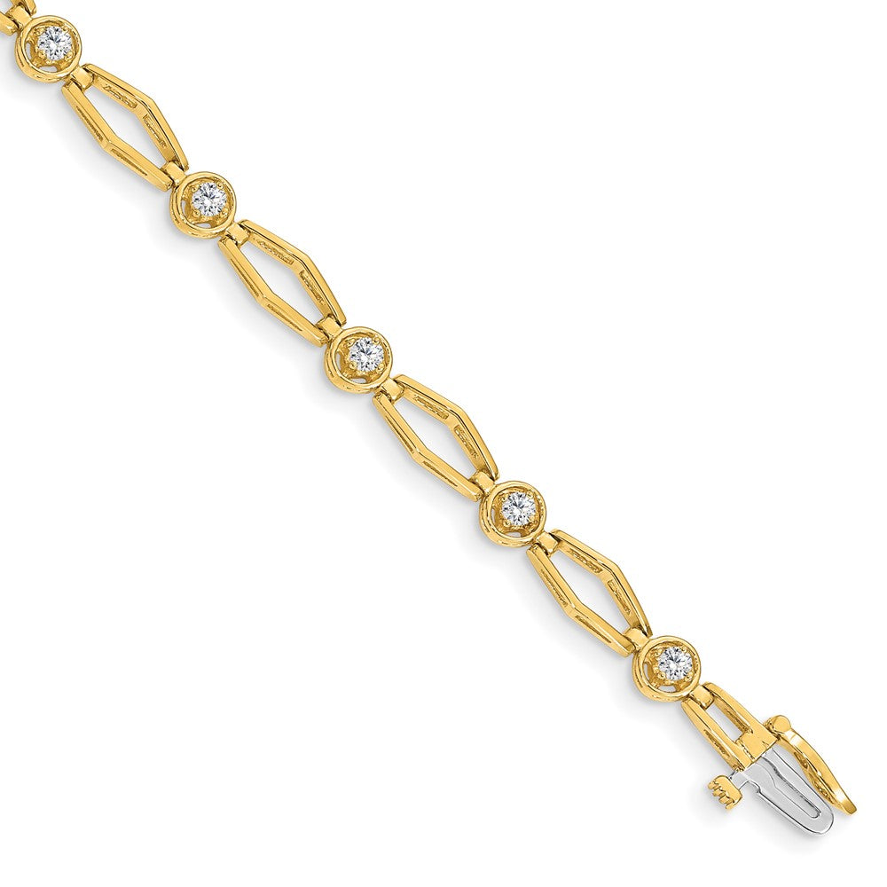 14k Complete 3/4 carat Round A Diamond Fancy Link 7 inch Bracelet