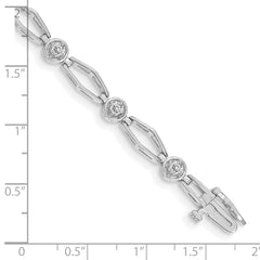 14k White Gold Complete 3/4 carat Round AAA Diamond Fancy Link 7 inch Bracelet