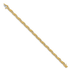 14k Complete 1.17 carat Round AA Diamond Fancy Swirl 7 inch Tennis Bracelet