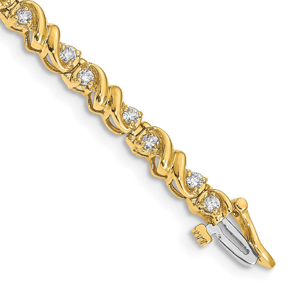 14k Complete 1.17 carat Round VS Diamond Fancy Swirl 7 inch Tennis Bracelet
