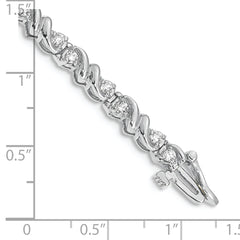 14k White Gold Complete 1.17 carat Round AA Diamond Fancy Swirl 7 inch Tennis Bracelet