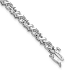 14k White Gold Holds 1.17 carat 30-2.1mm Round Diamond Fancy Swirl 7 inch Tennis Bracelet Mounting