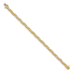 14k Complete 1.45 carat Round AAA Diamond Fancy Swirl 7 inch Tennis Bracelet